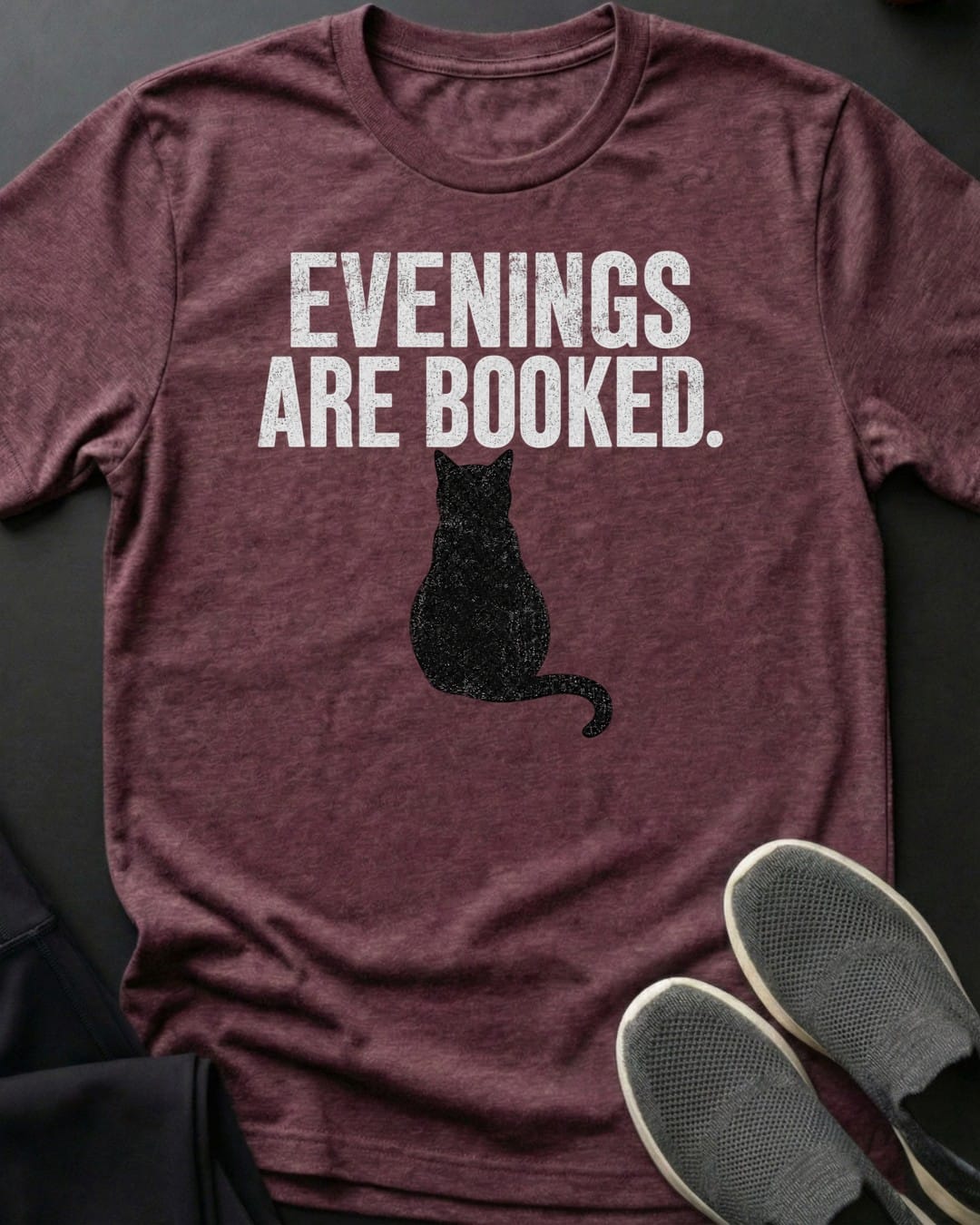 Evenings Booked Tee in Heather Maroon