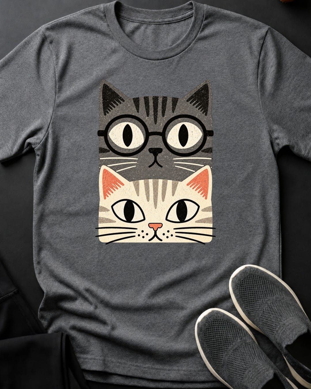 Two Tabby Stack Tee in Graphite Heather