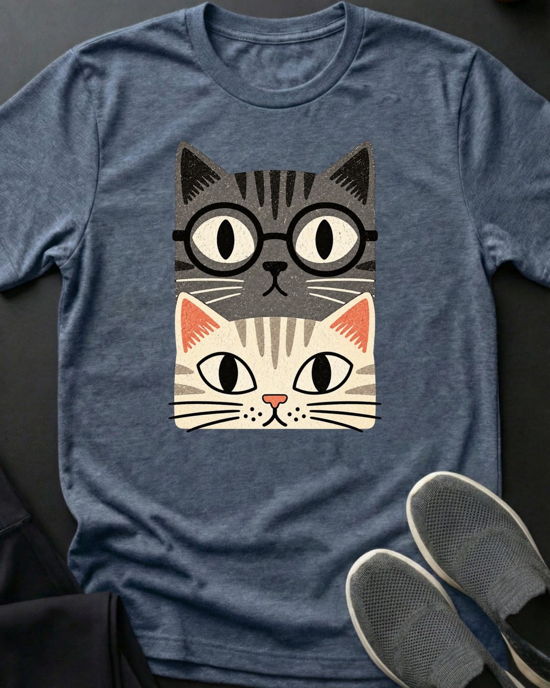Two Tabby Stack Tee in Heather Indigo