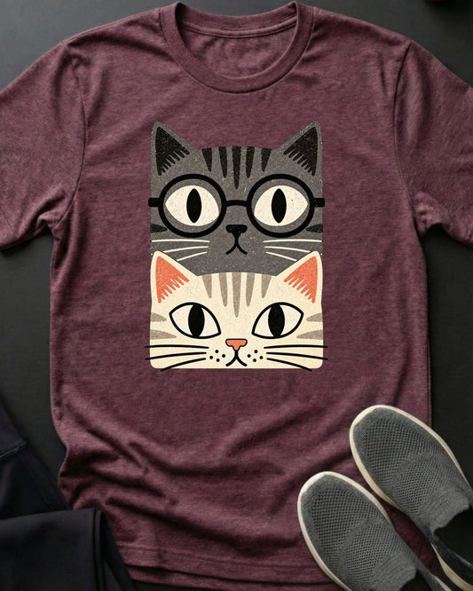 Two Tabby Stack Tee in Heather Maroon