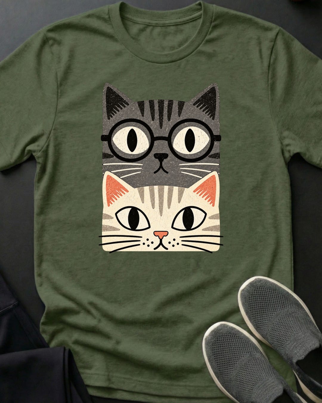 Two Tabby Stack Tee in Military Green