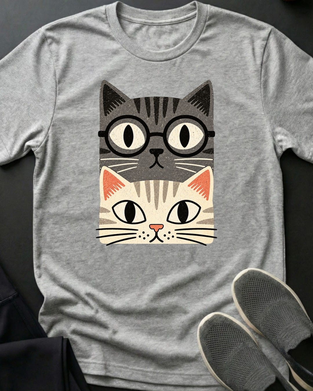 Two Tabby Stack Tee in Sport Grey
