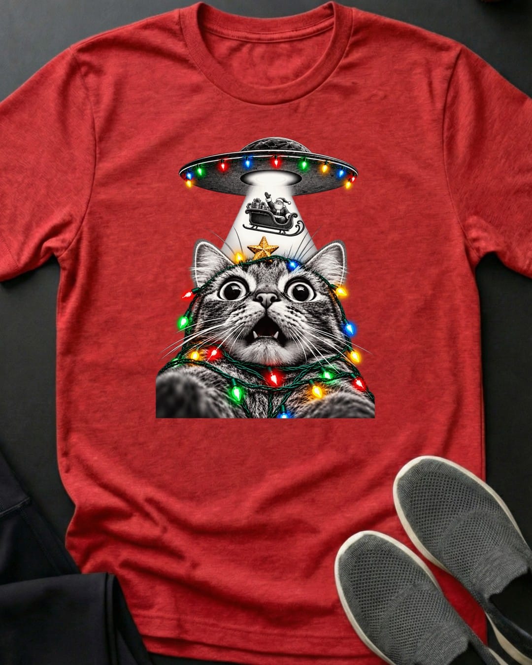Santa Got Beamed Tee in Red