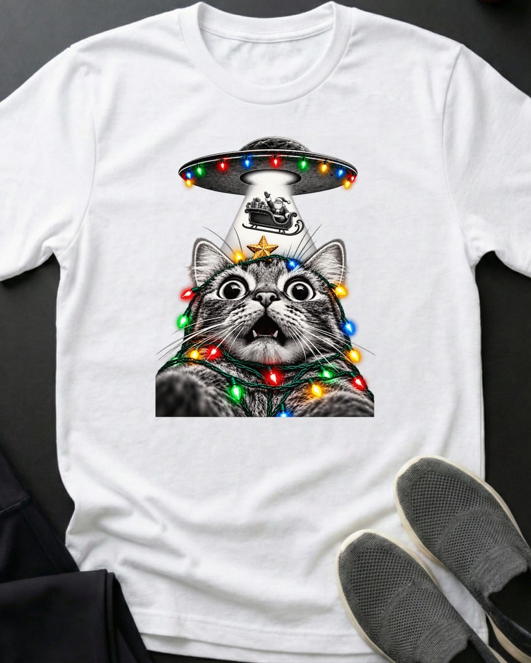 Santa Got Beamed Tee in White