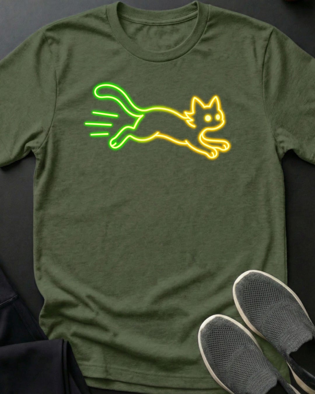 Neon Sprint Tee in Military Green