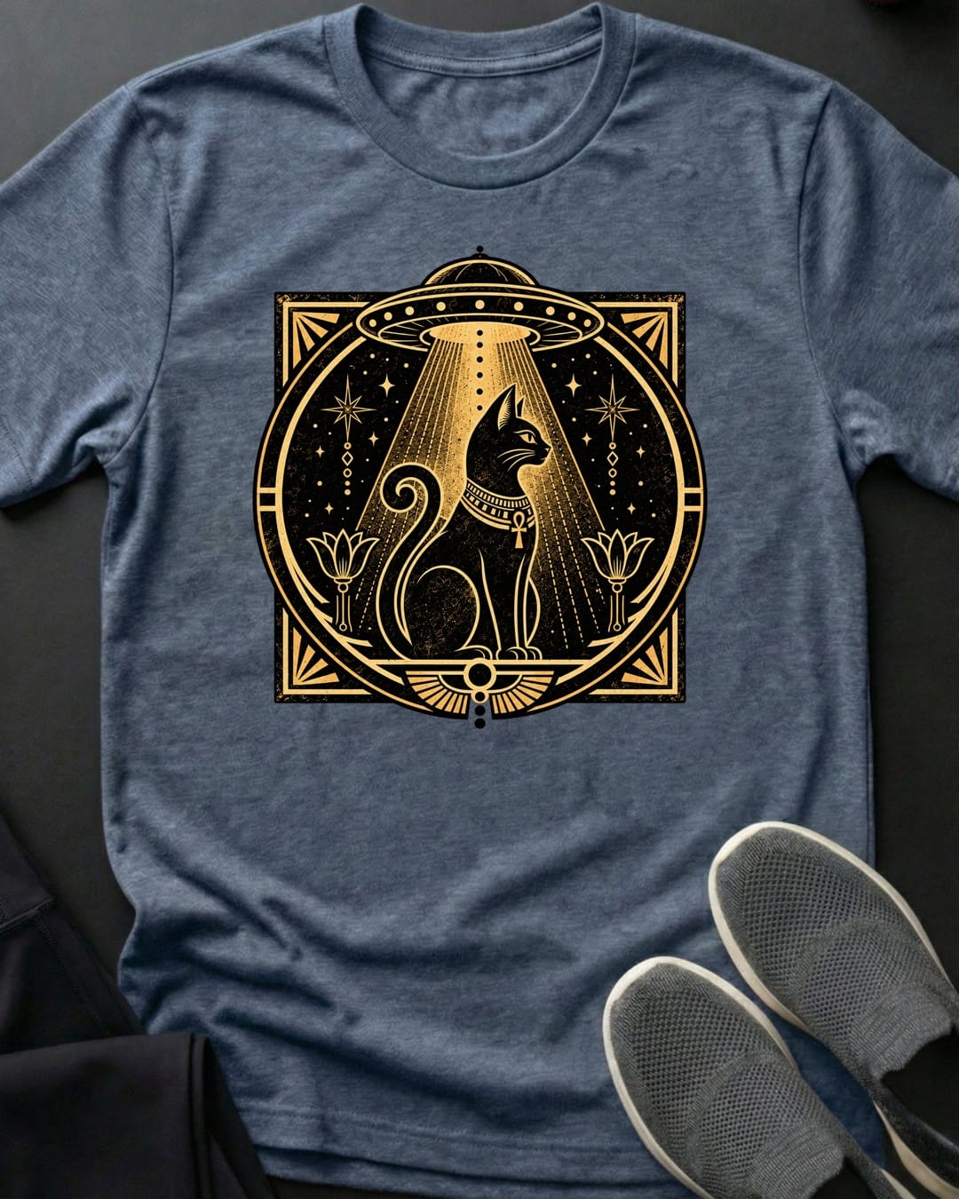 Ancient Visitor Tee in Heather Indigo