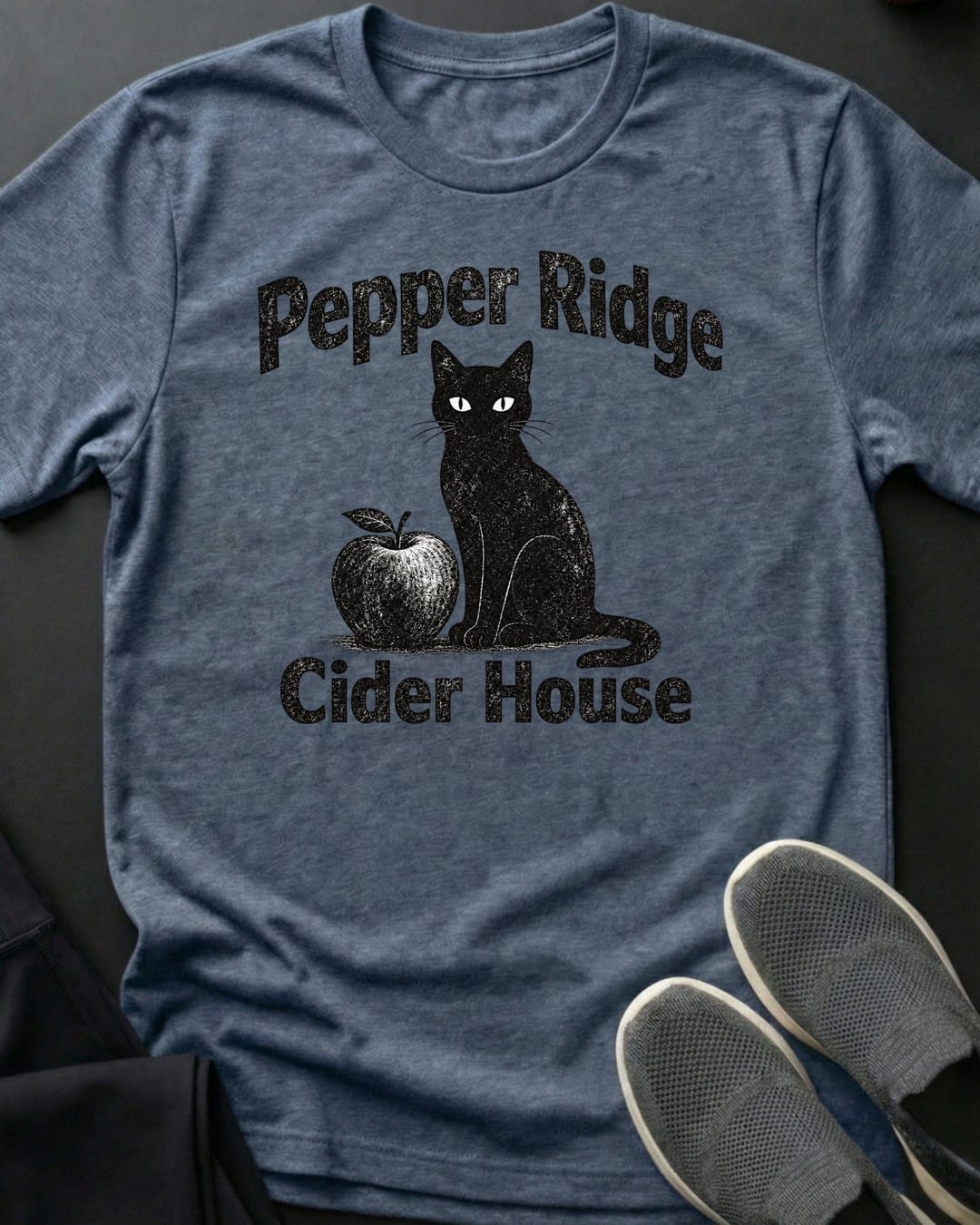 Cider House Cat Tee in Heather Indigo