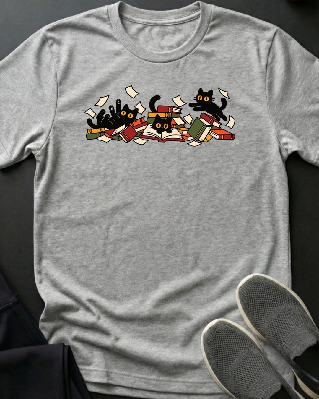 Book Pile Zoomies Tee in Sport Grey