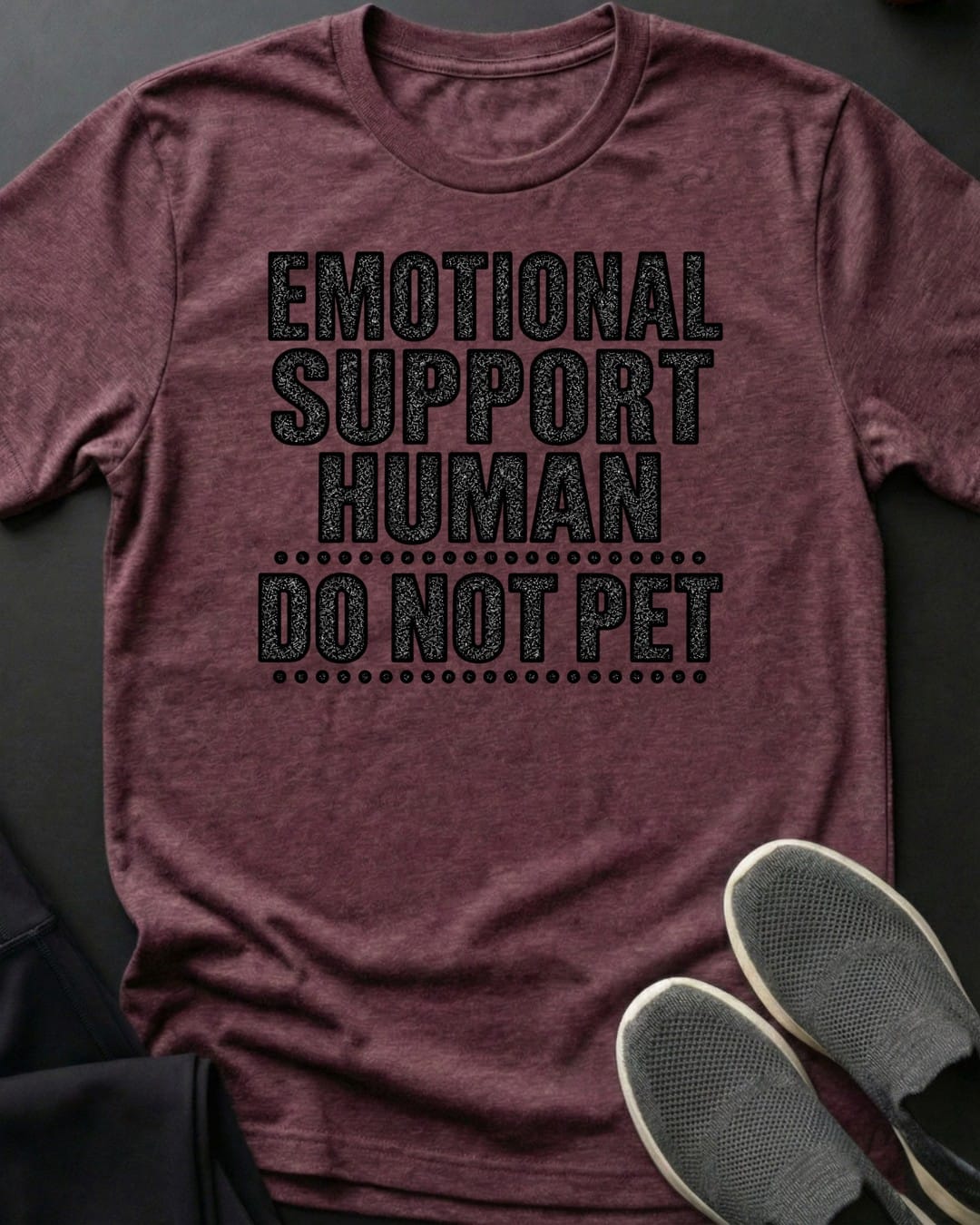 Do Not Pet Tee in Heather Maroon