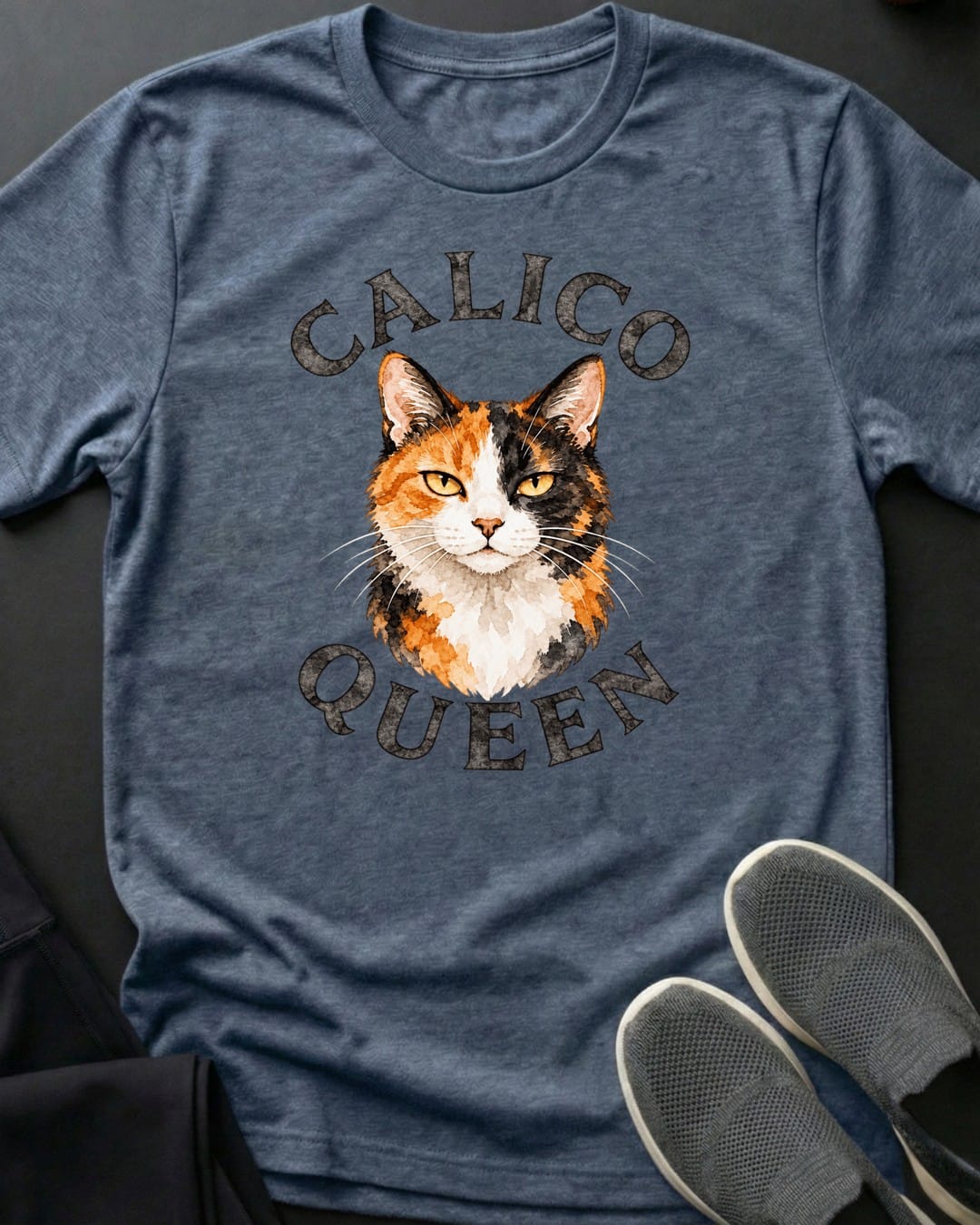 Calico Queen Tee in Heather Indigo