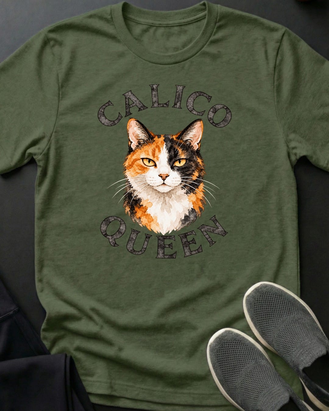 Calico Queen Tee in Military Green