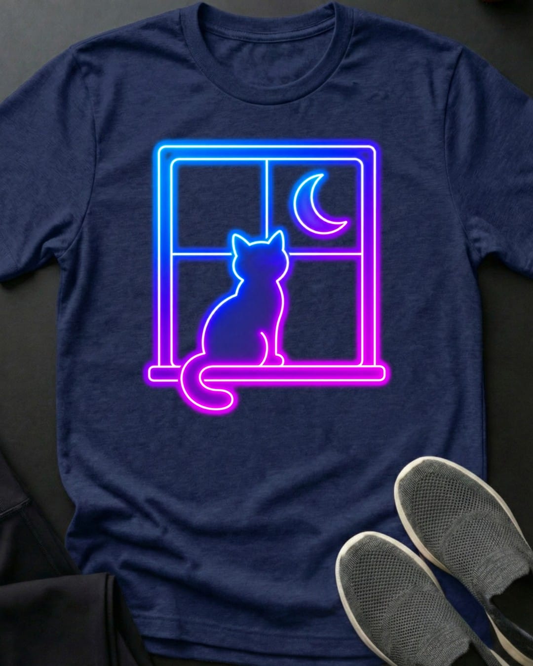 Neon Nights Tee in Navy