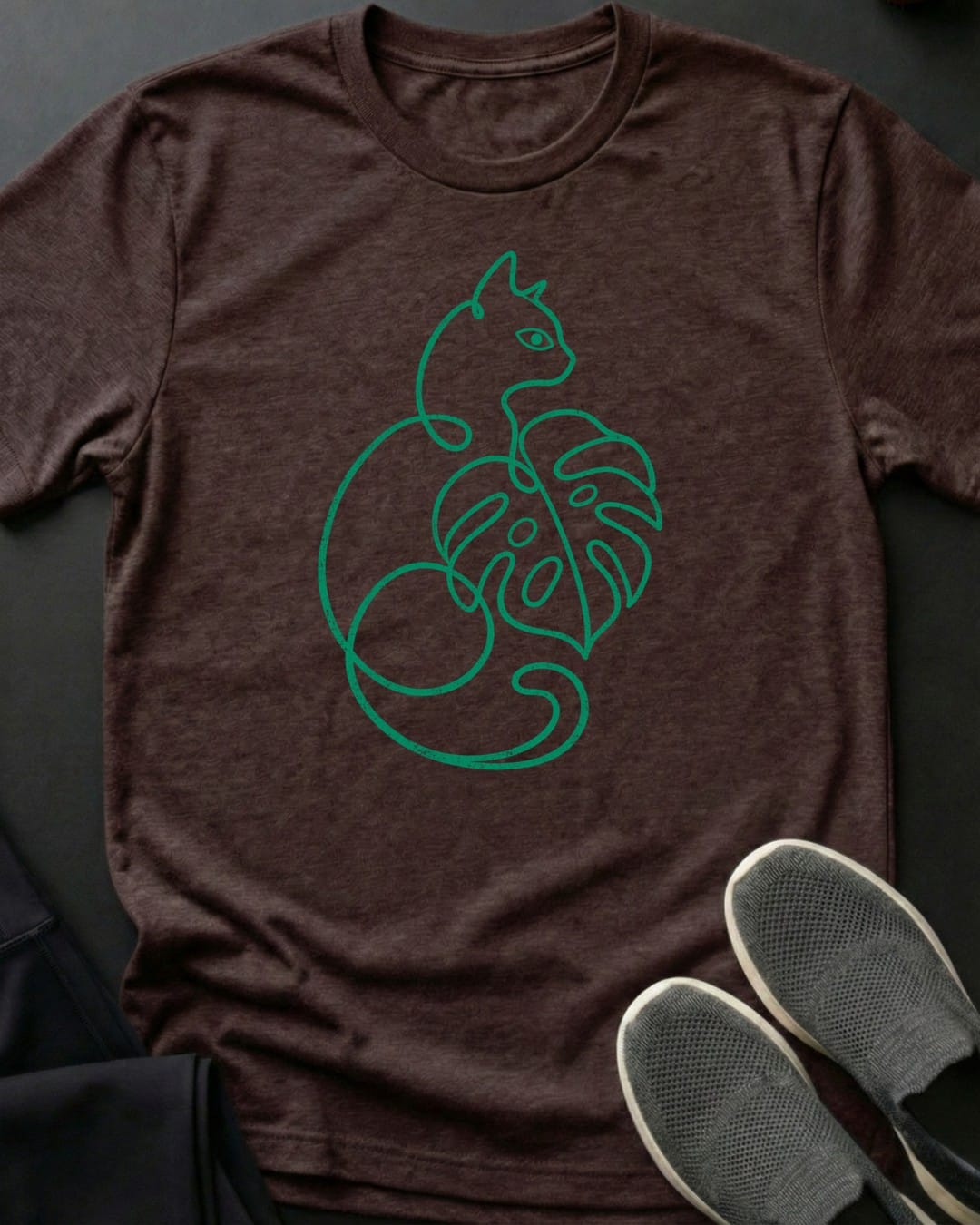 Botanical Cat Tee in Dark Chocolate