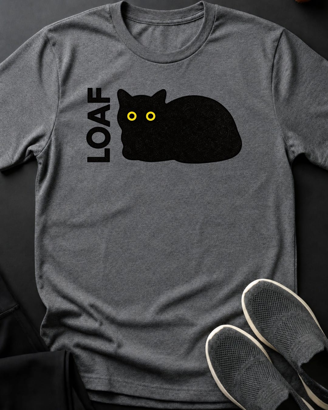 Black Cat Loaf Tee in Graphite Heather