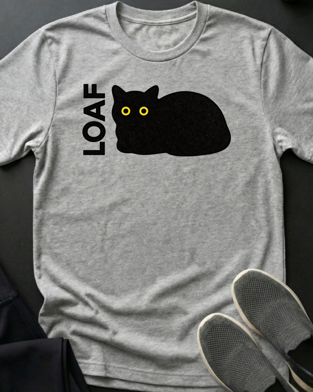 Black Cat Loaf Tee in Sport Grey