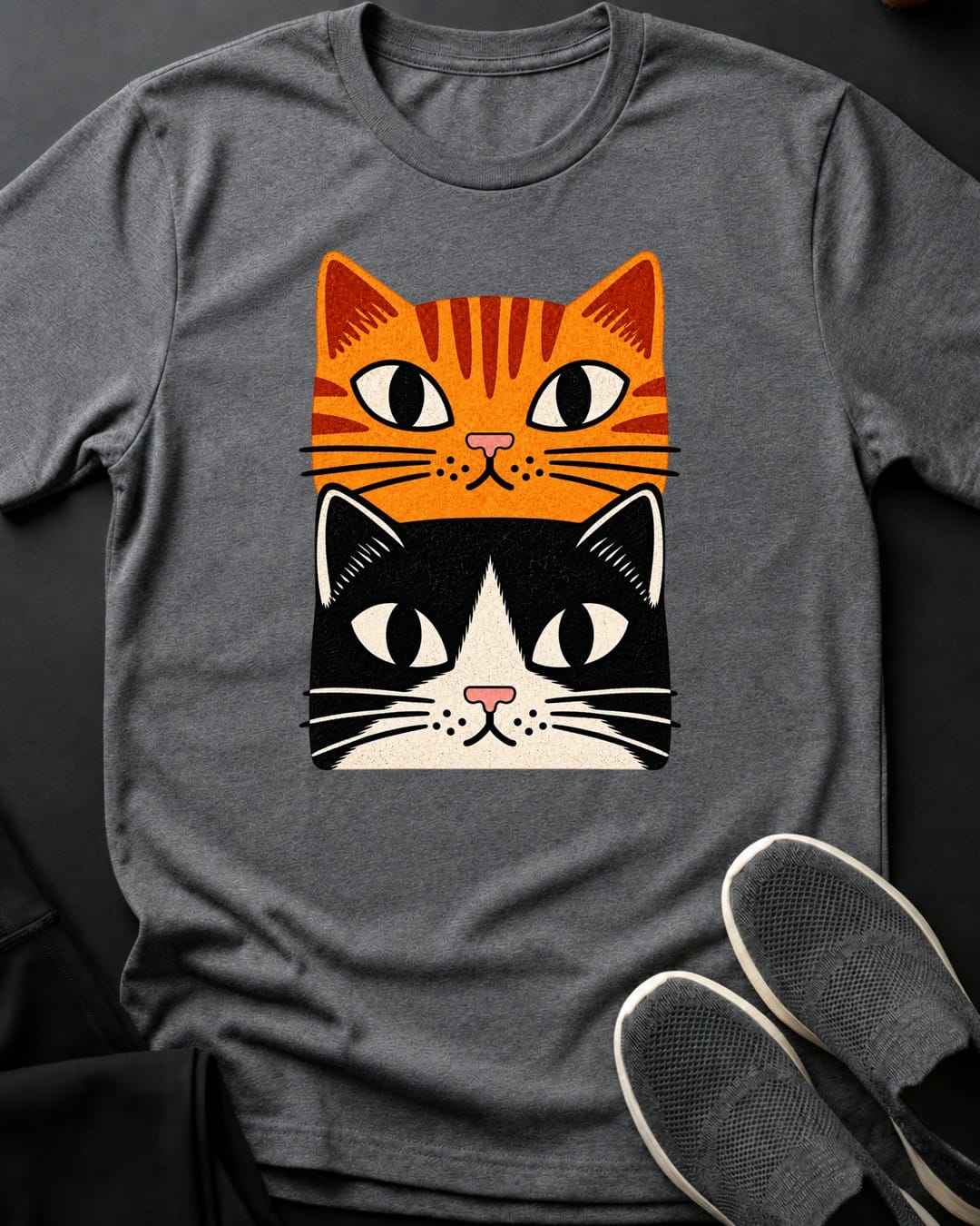 Orange & Tuxedo Stack Tee in Graphite Heather