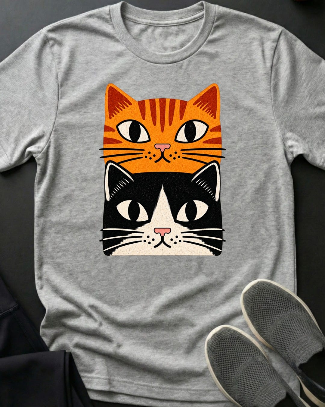 Orange & Tuxedo Stack Tee in Sport Grey