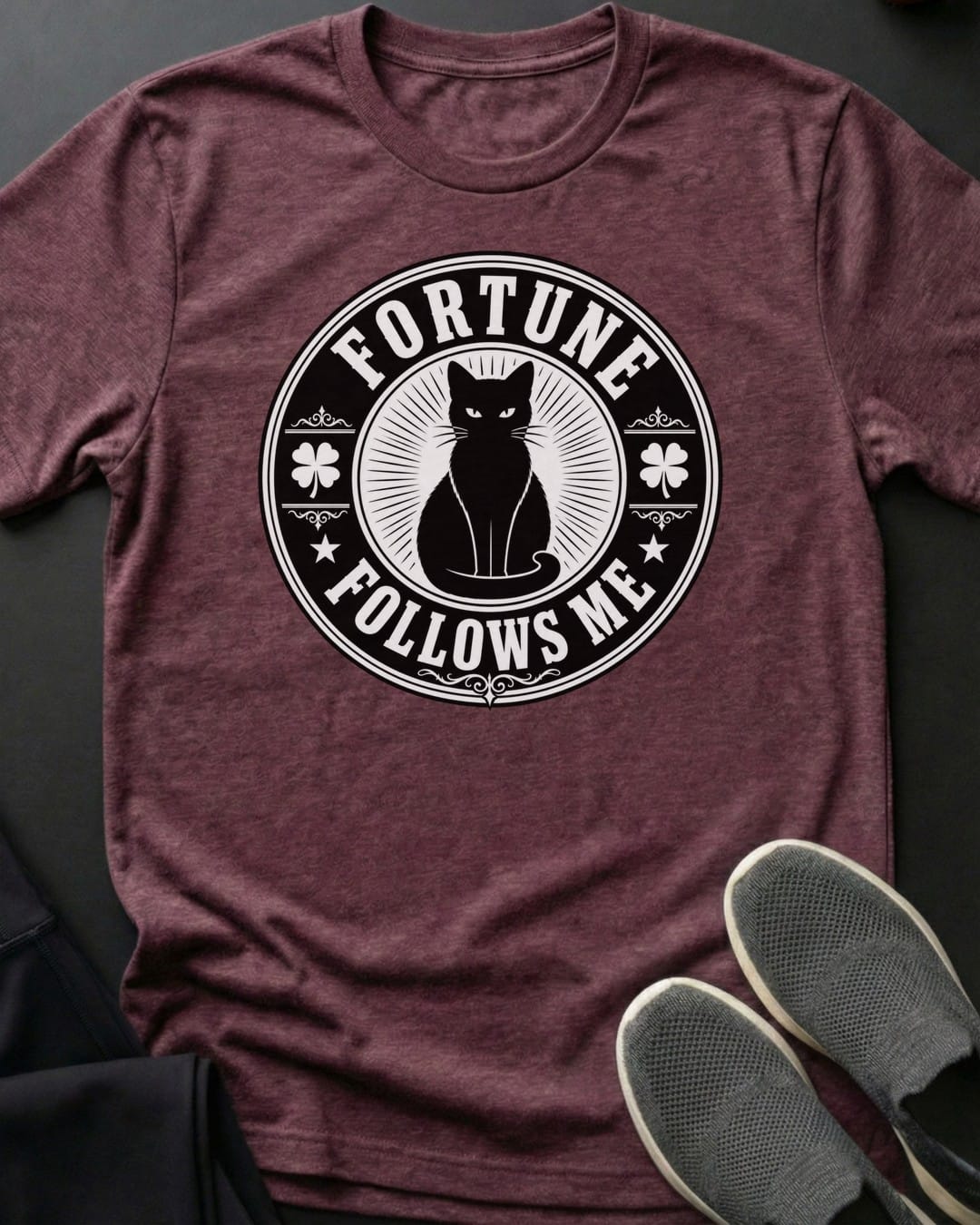 Fortune Follows Me Tee in Heather Maroon