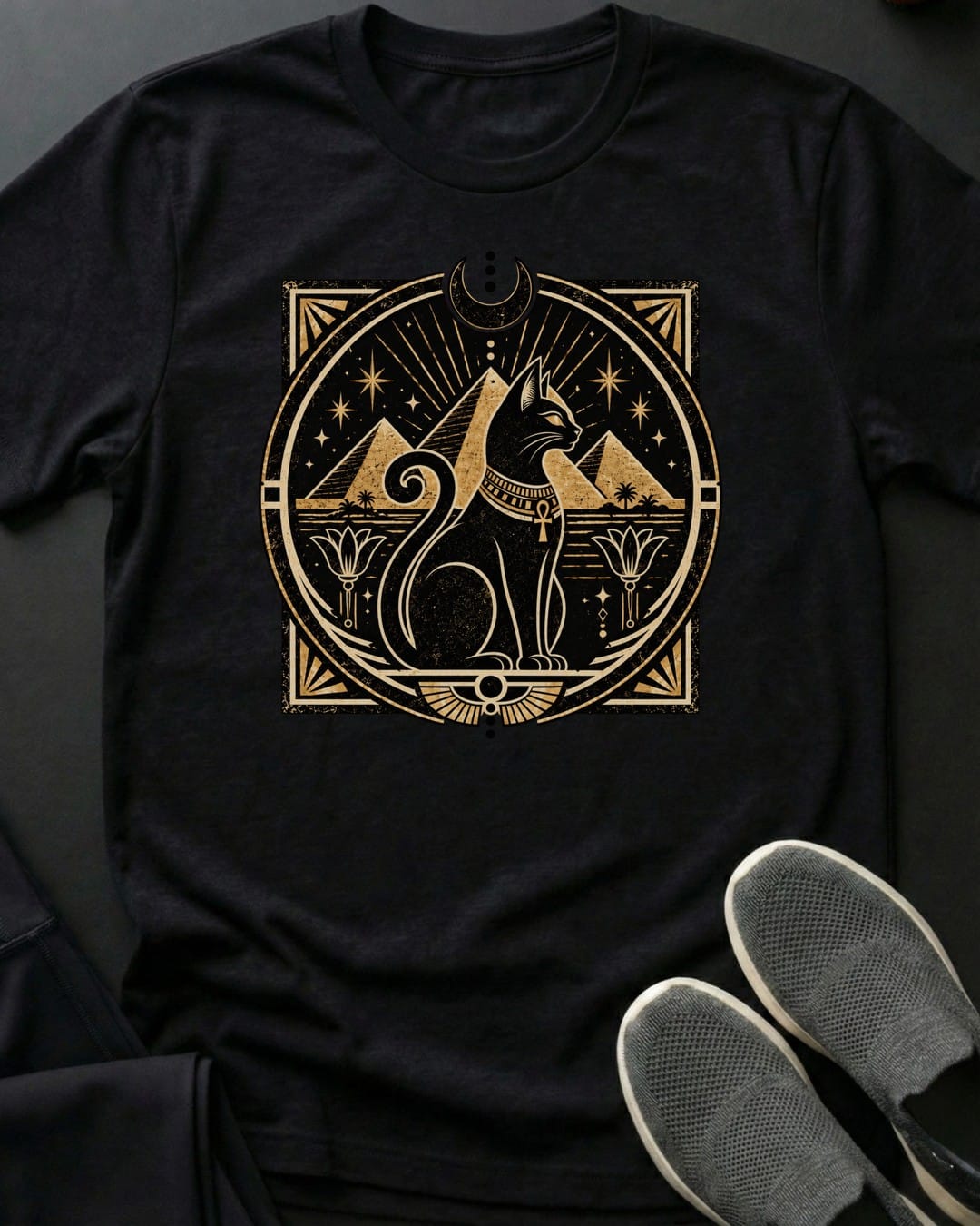 Moonlit Pyramids Tee in Black