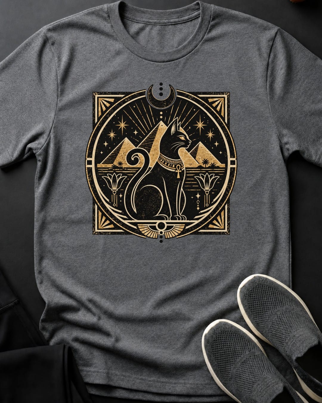 Moonlit Pyramids Tee in Graphite Heather