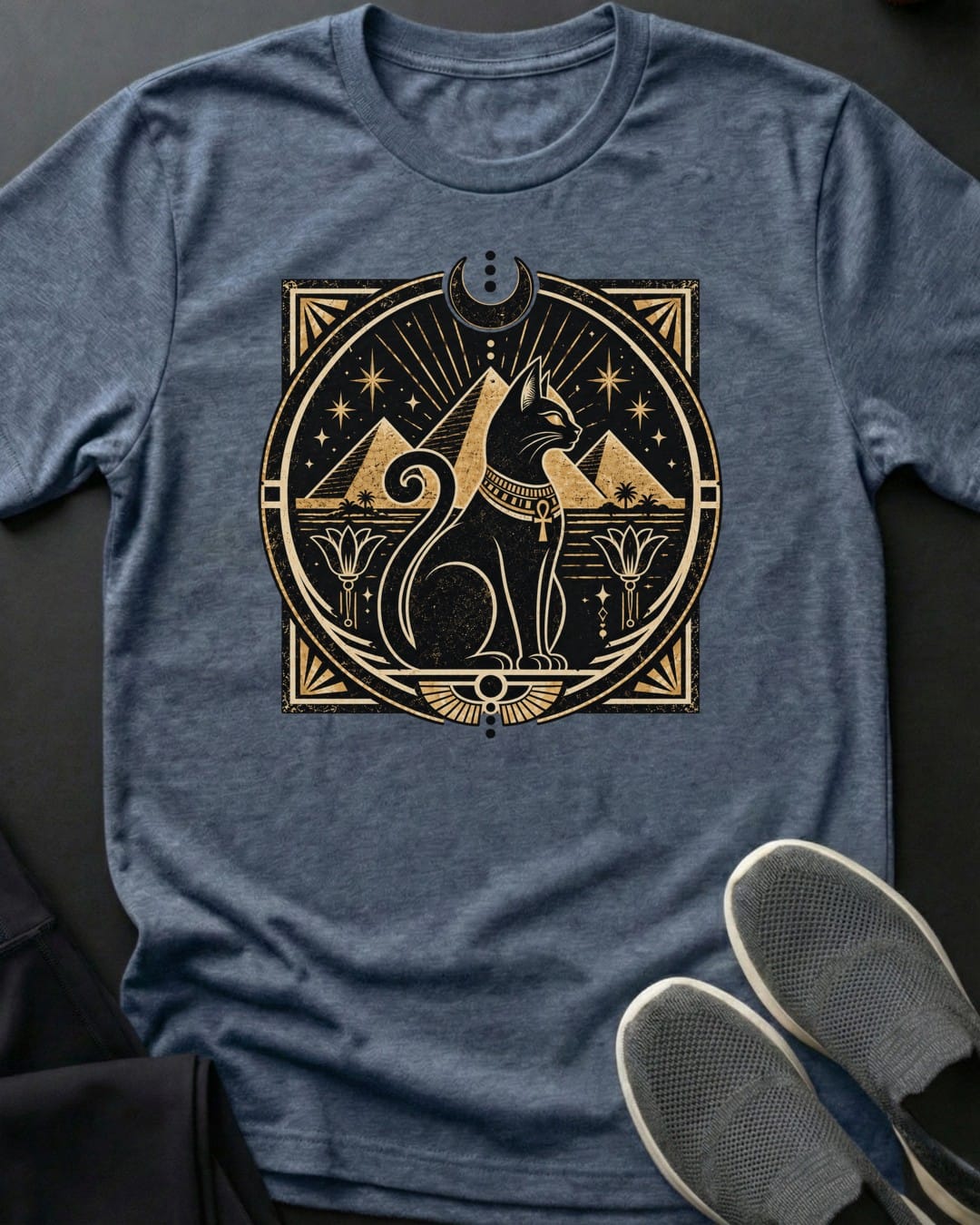 Moonlit Pyramids Tee in Heather Indigo