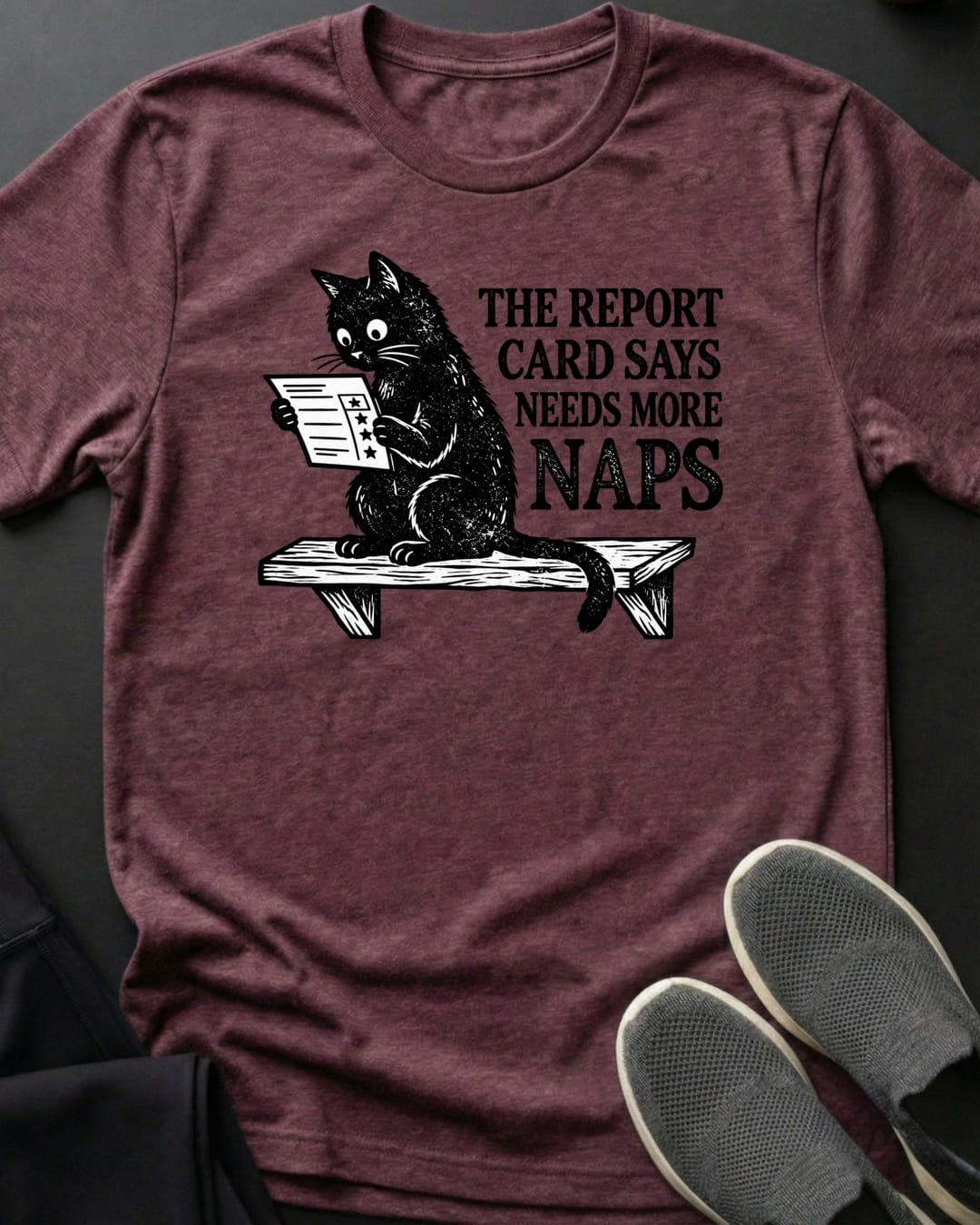 Needs More Naps Tee in Heather Maroon