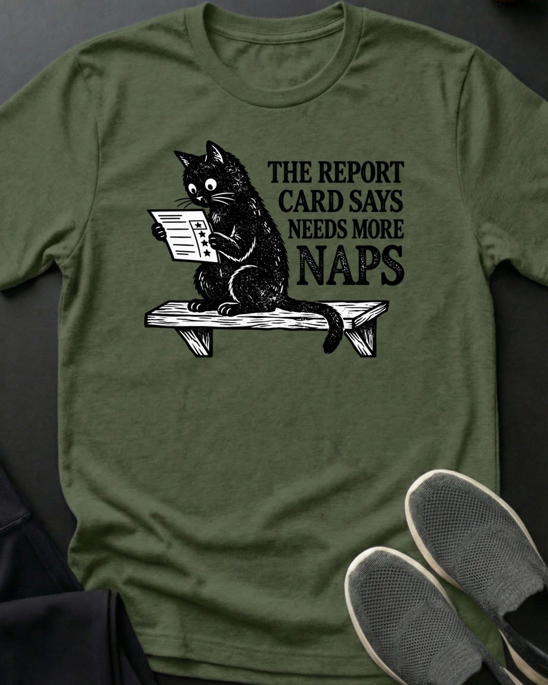 Needs More Naps Tee in Military Green