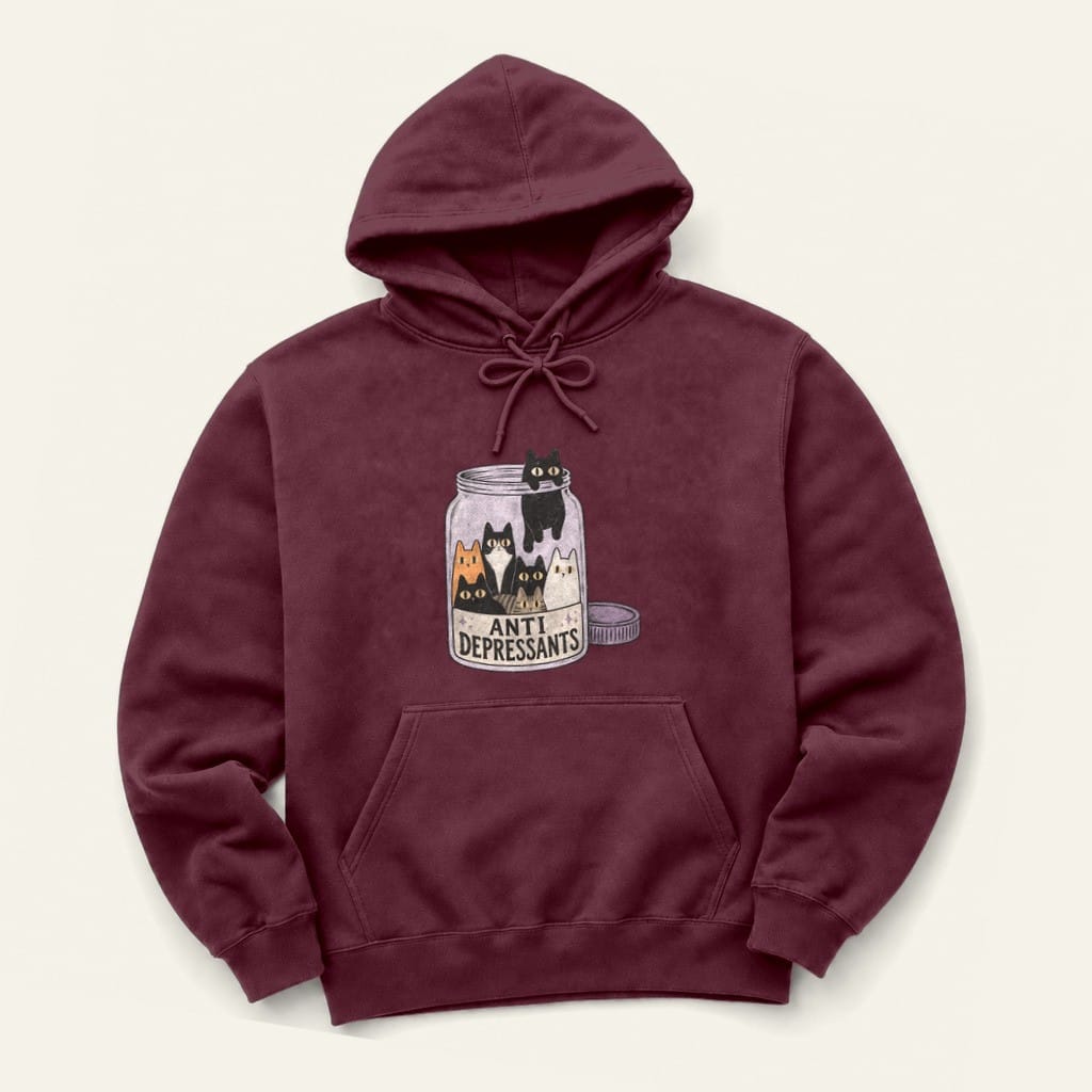 Anti Depressants Hoodie in Maroon