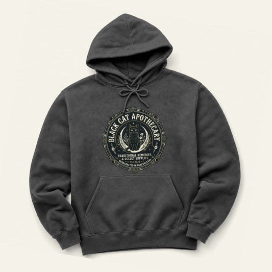 Black Cat Apothecary Hoodie in Dark Heather