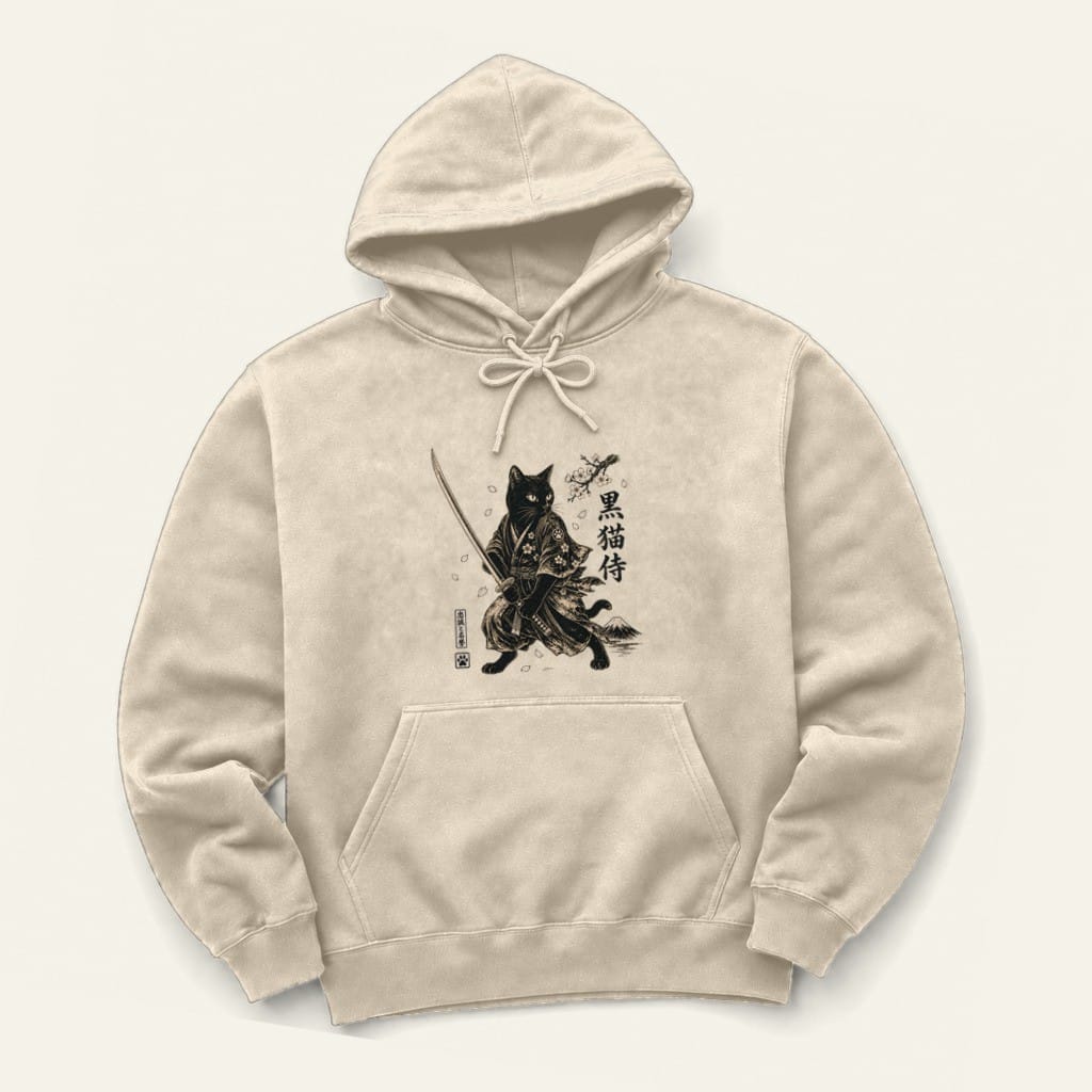 Black Cat Samurai Hoodie in Sand