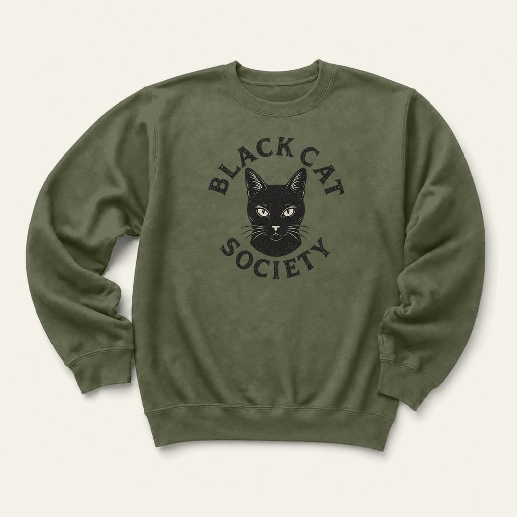 Black Cat Society Gwen Sweatshirt in Military Green