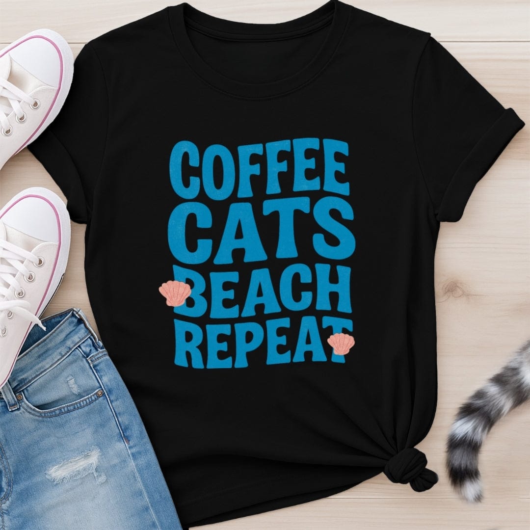 COFFEE CATS BEACH T-SHIRT