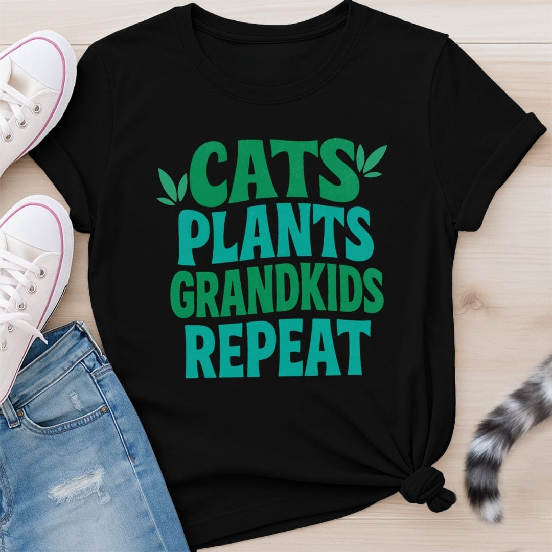 CATS PLANTS GRANDKIDS REPEAT T-SHIRT
