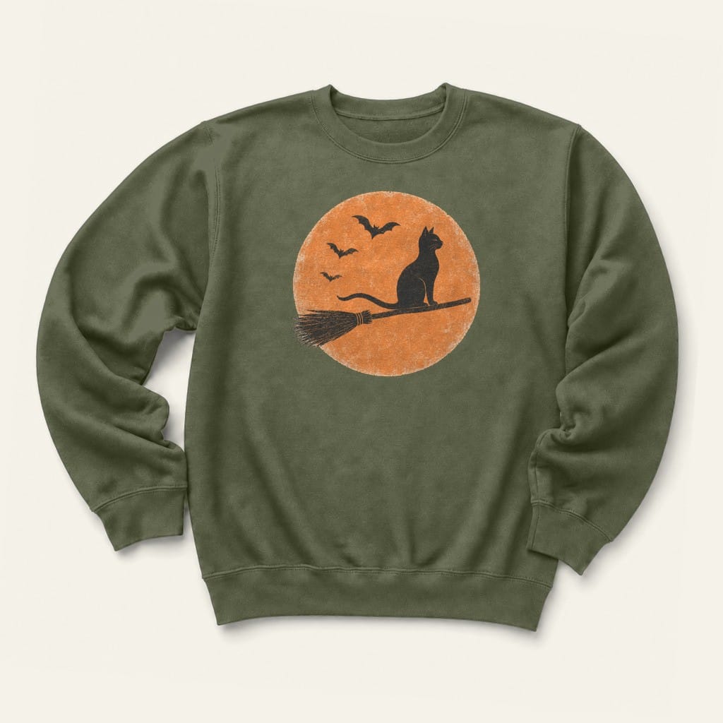 Broom Moon Flight Sweatshirt in Military Green