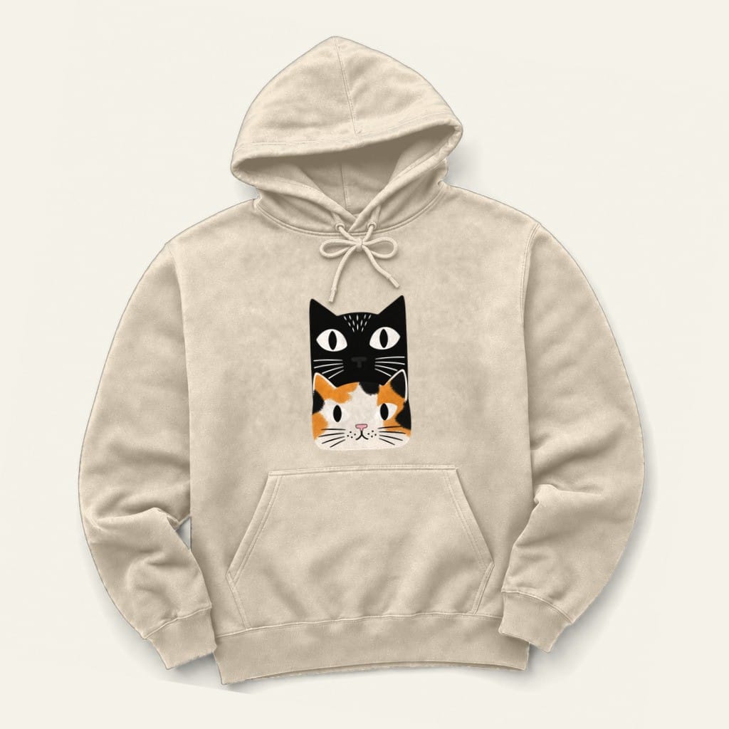Calico Cat Stack Hoodie in Sand