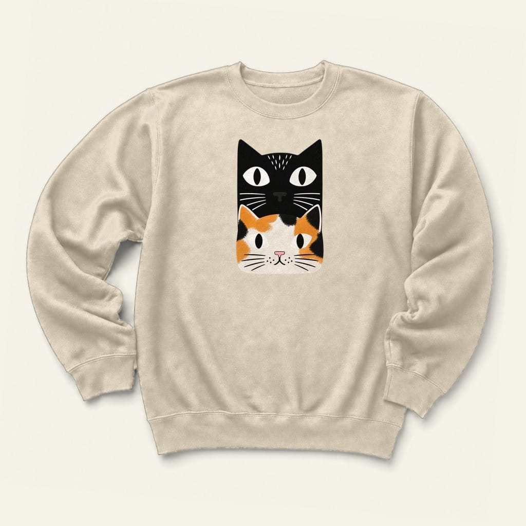 Calico Cat Stack Sweatshirt in Sand