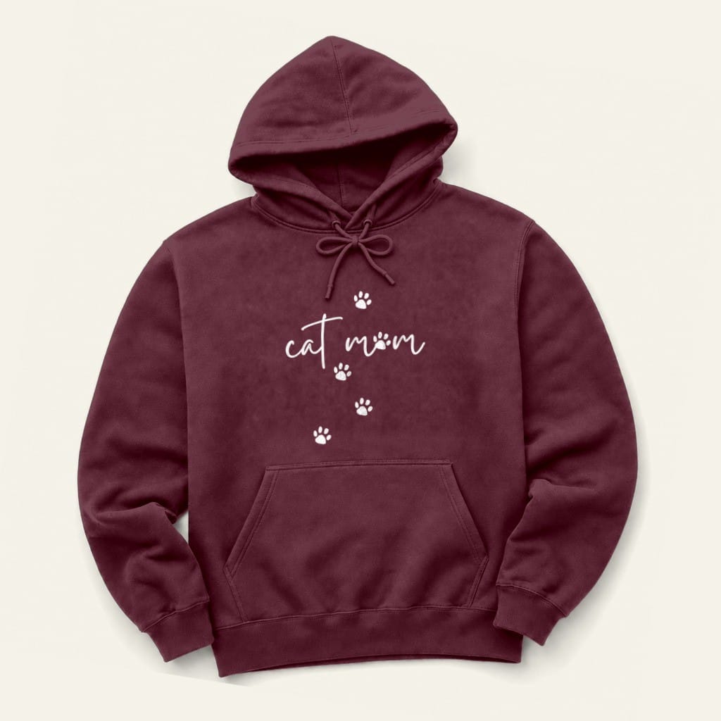 Cat Mom Hoodie in Maroon