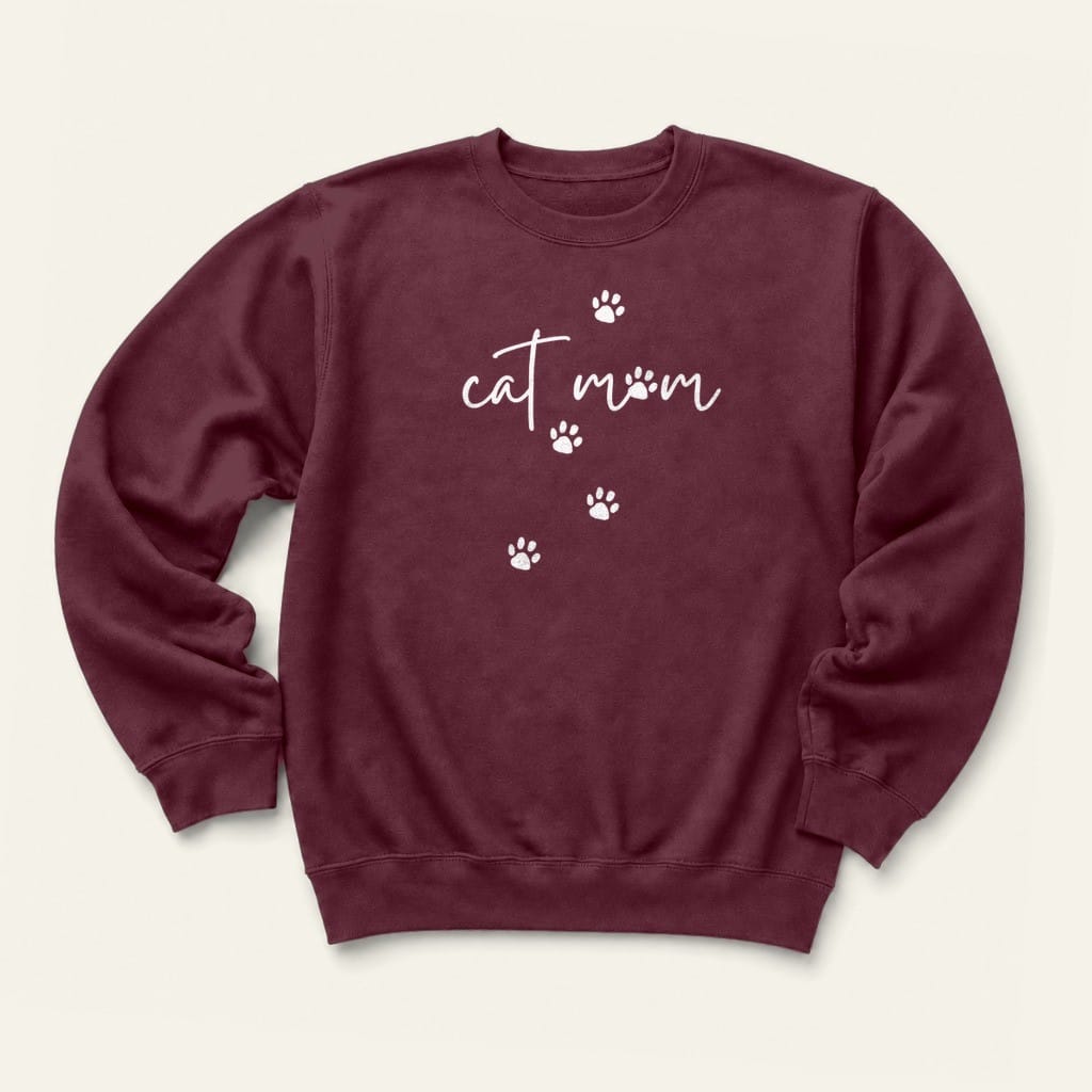 Cat Mom Sweatshirt in Maroon