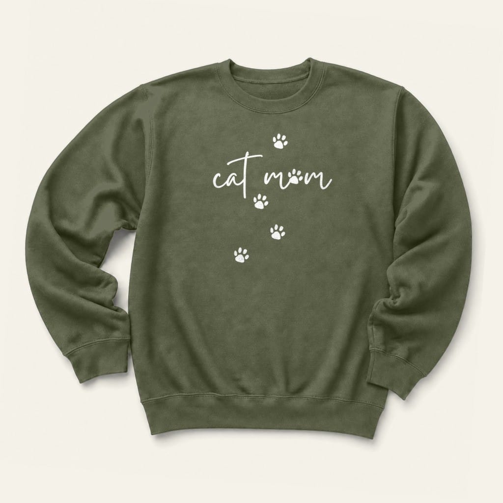 Cat Mom Sweatshirt in Military Green