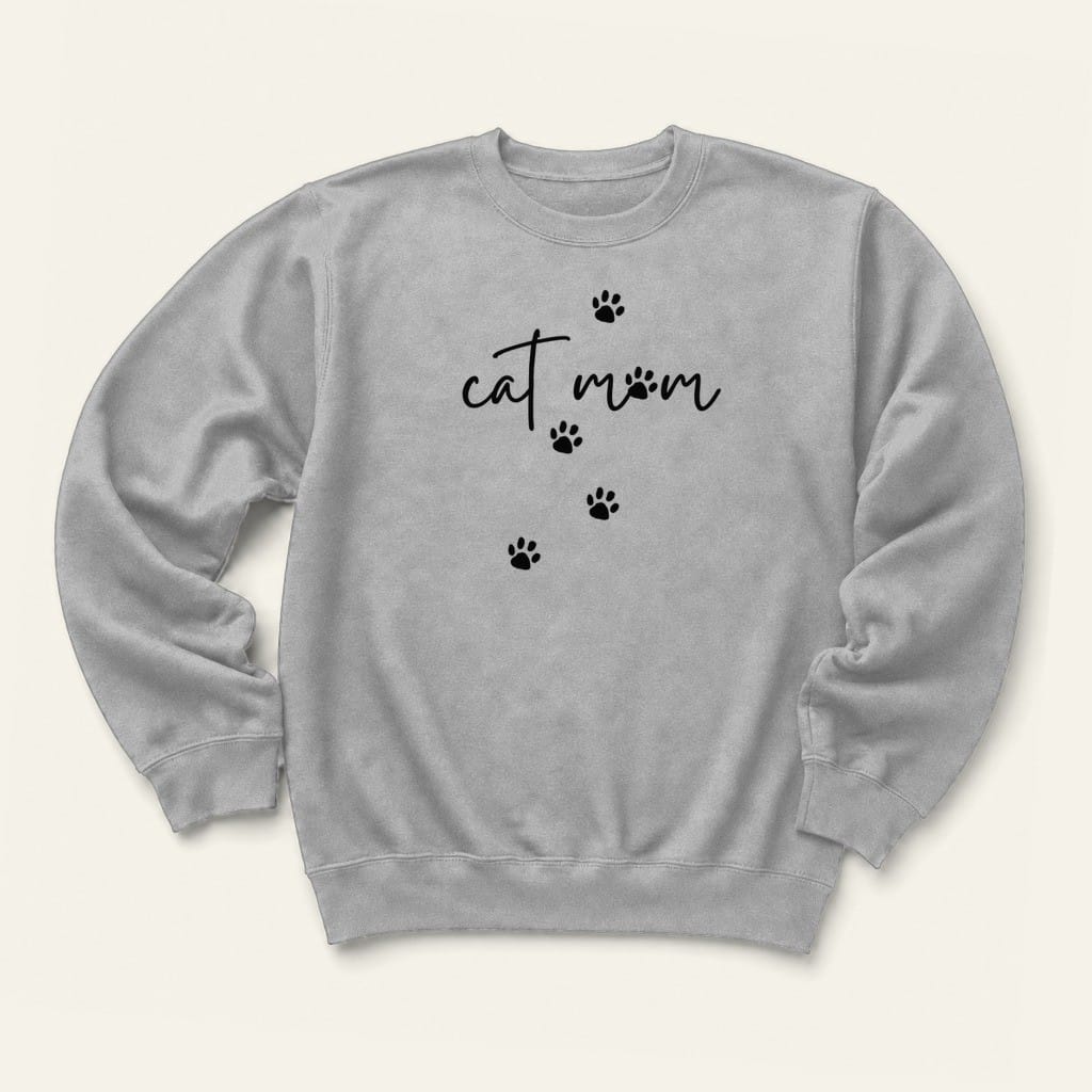 Cat Mom Sweatshirt in Sport Grey