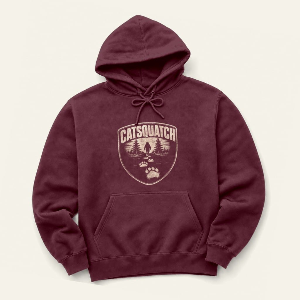 Catsquatch Hoodie in Maroon