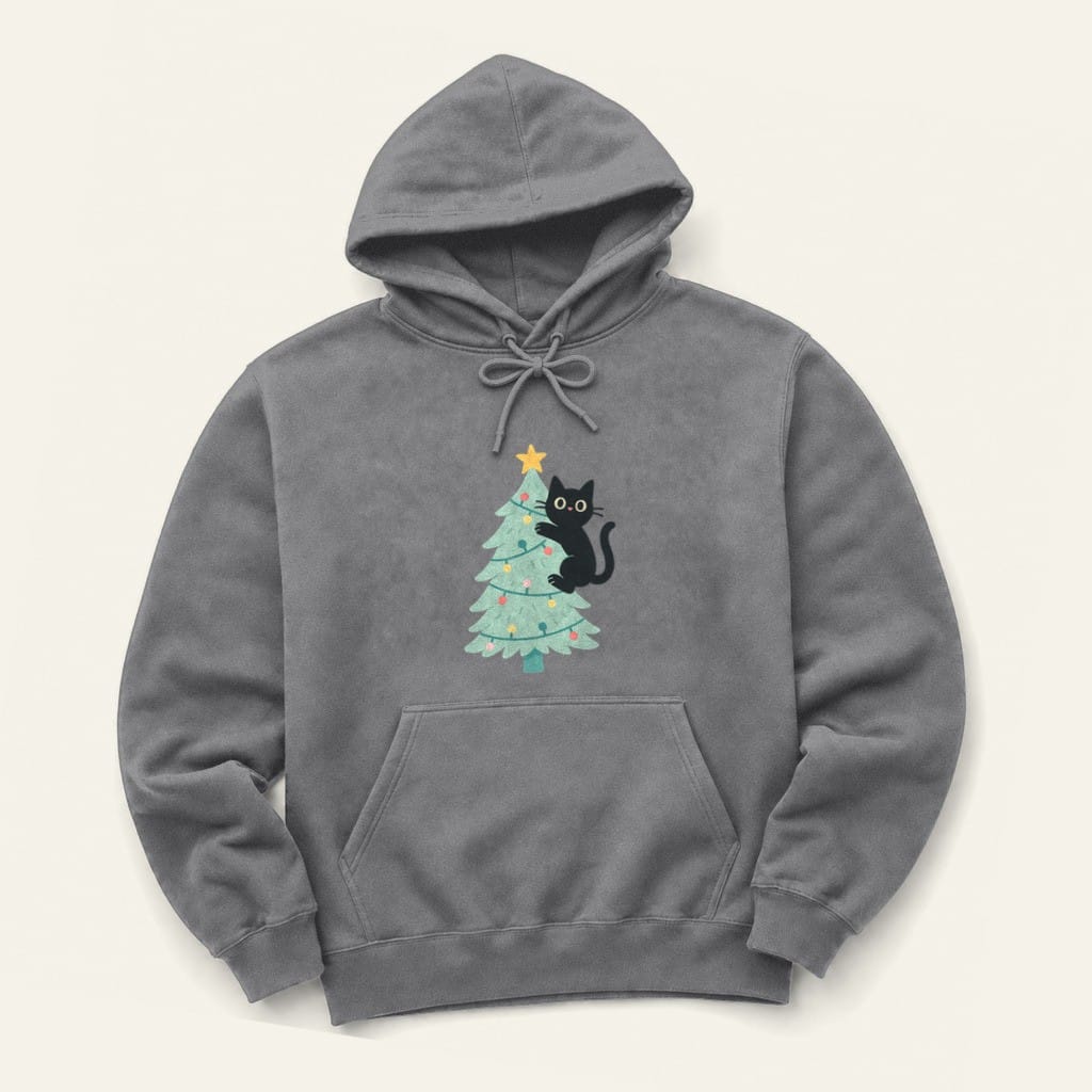 Christmas Kitty Hoodie in Graphite Heather