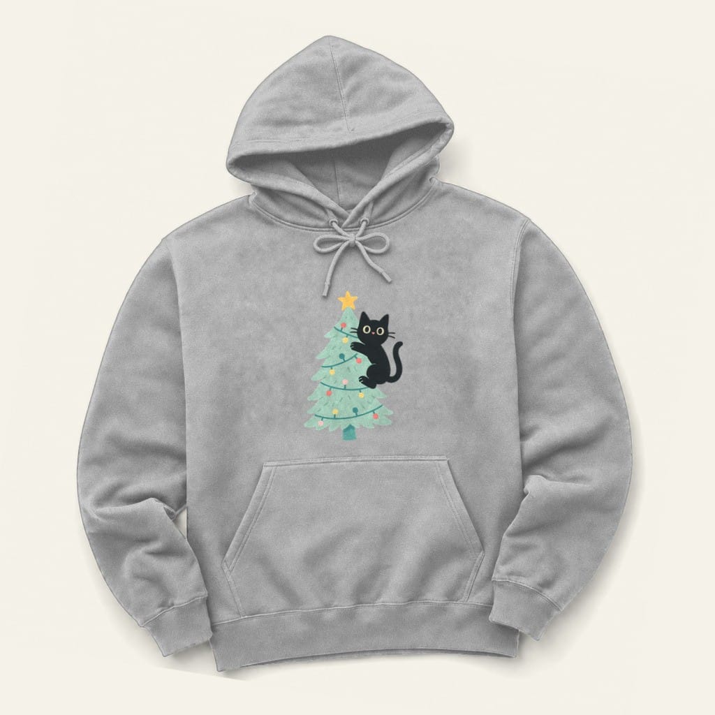 Christmas Kitty Hoodie in Sport Grey