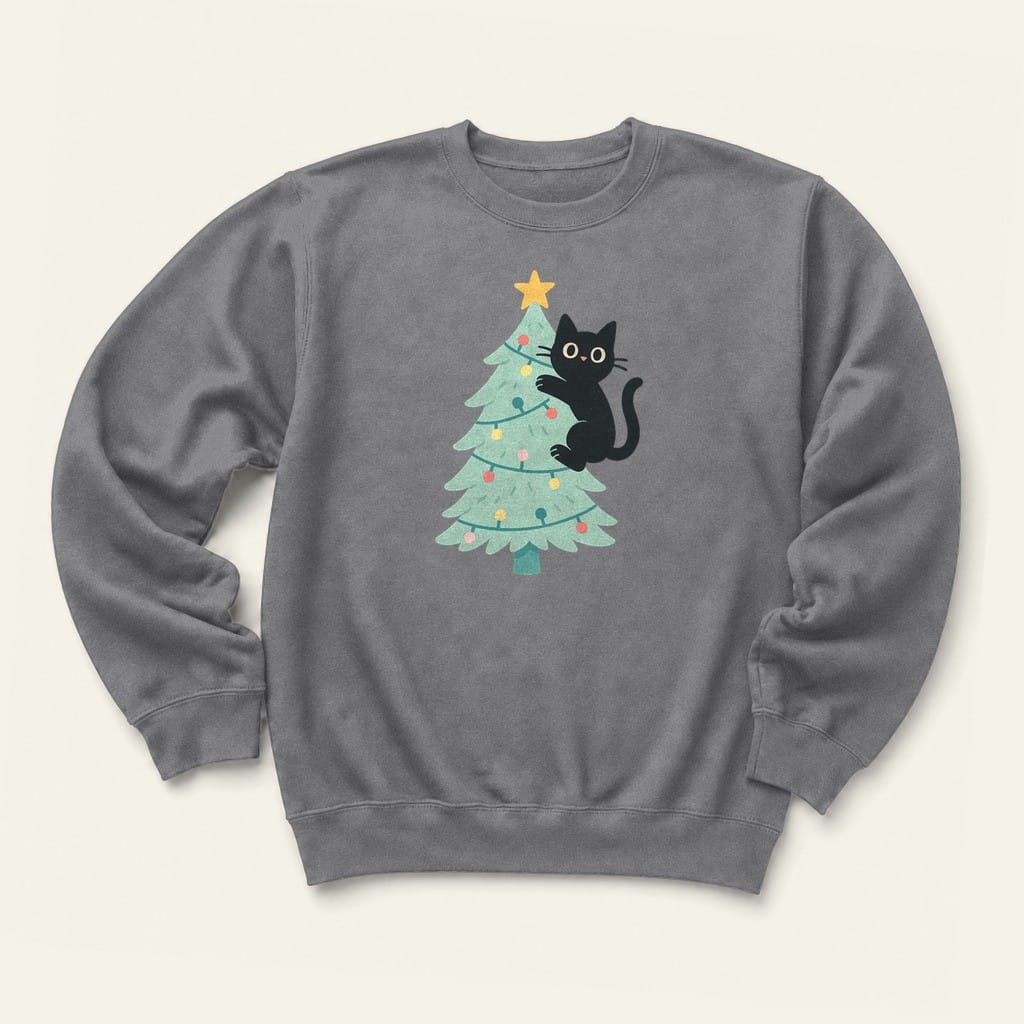 Christmas Kitty Sweatshirt in Graphite Heather