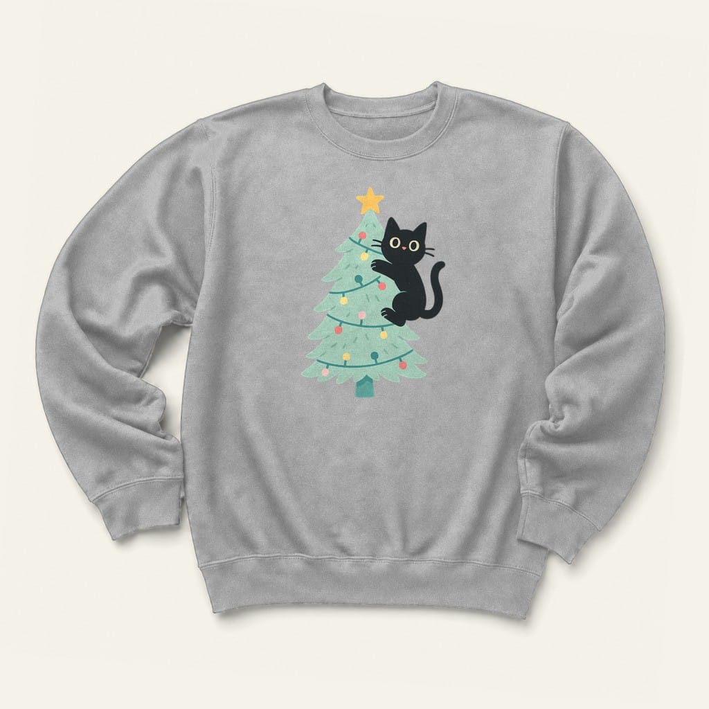 Christmas Kitty Sweatshirt in Sport Grey
