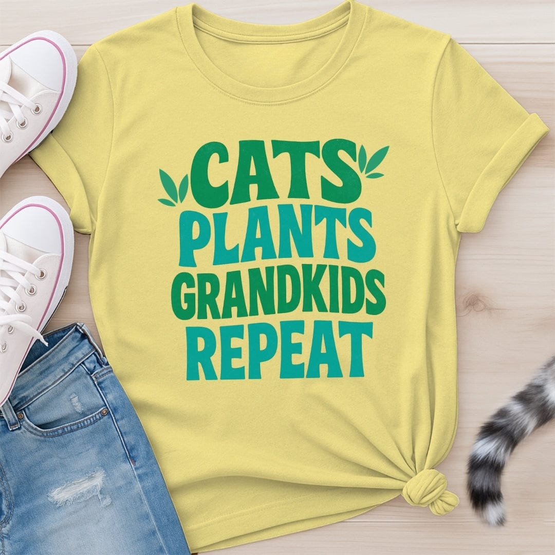 CATS PLANTS GRANDKIDS REPEAT T-SHIRT
