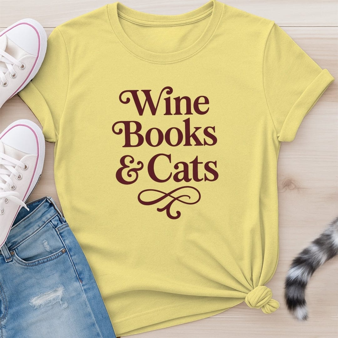 WINE BOOKS CATS T-SHIRT