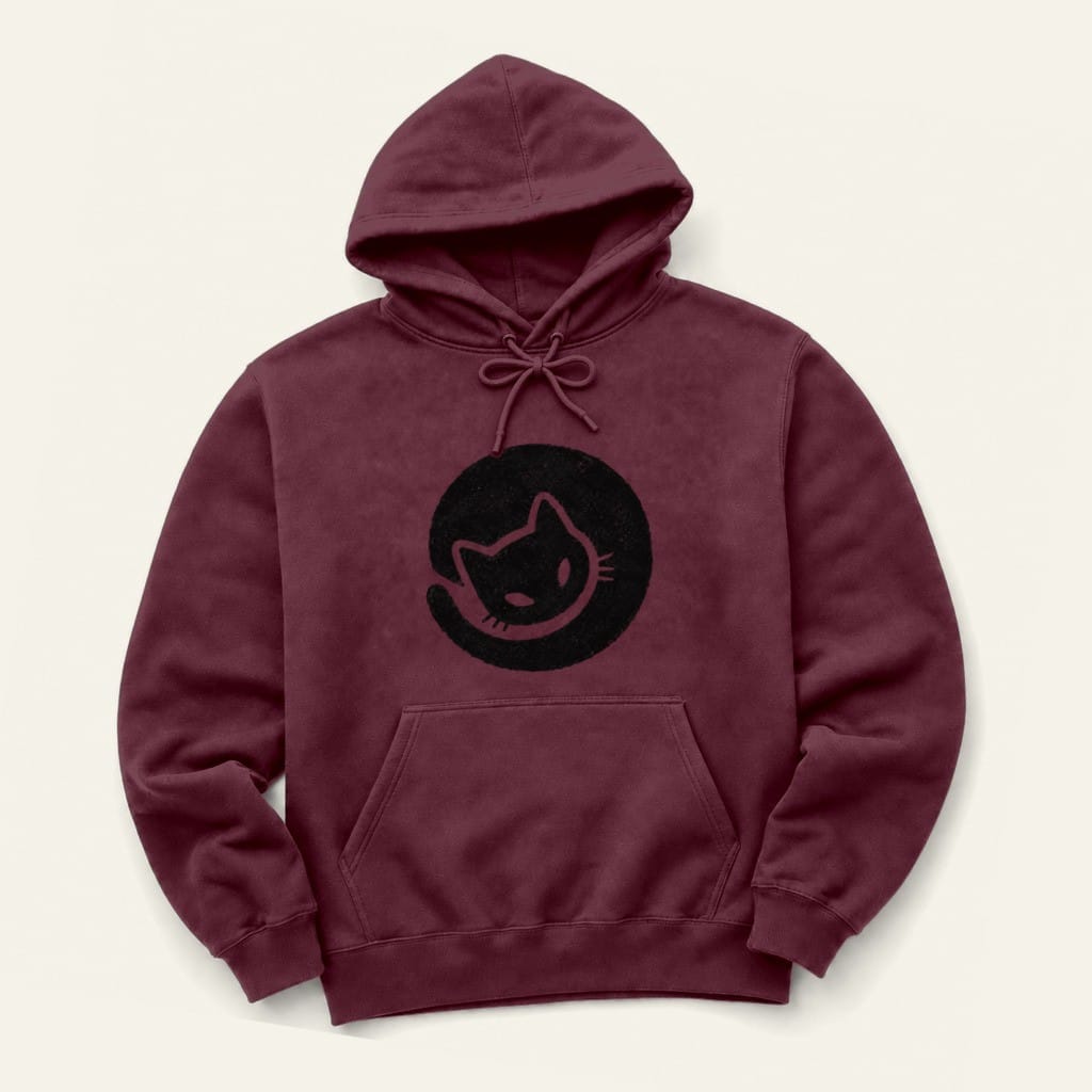 Cozy Cat Hoodie in Maroon