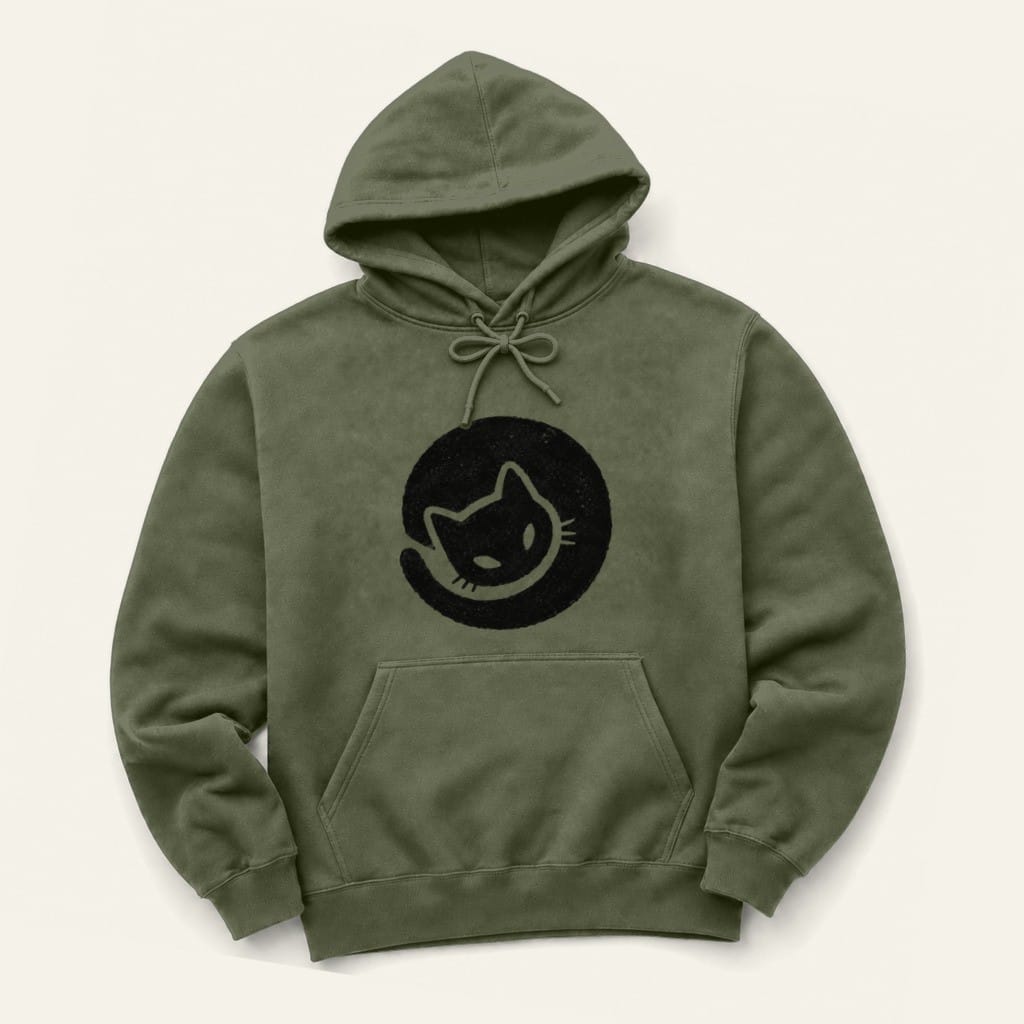 Cozy Cat Hoodie in Military Green