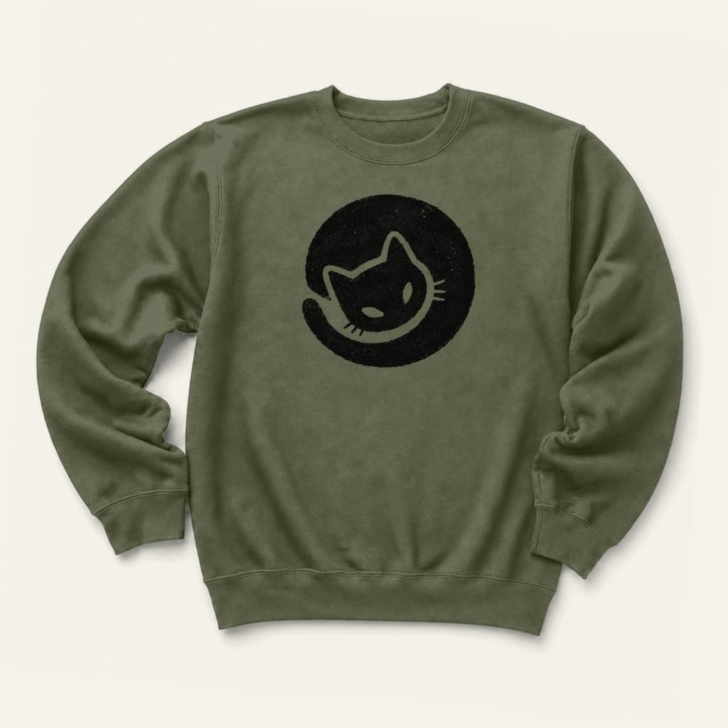 Cozy Cat Sweatshirt in Military Green